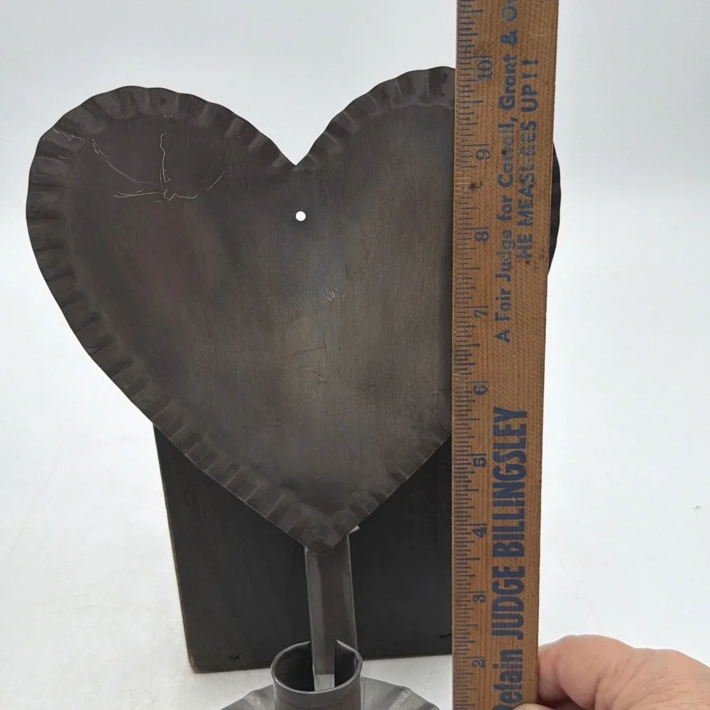 Vintage Tin Heart Crimped Wall Sconce Candle Holder Primitive Folk Decor
